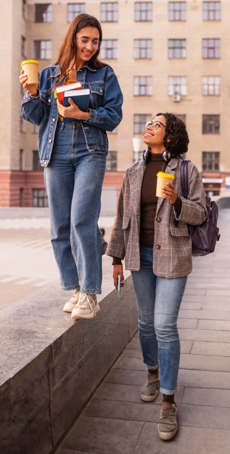 Smiling girls walking image